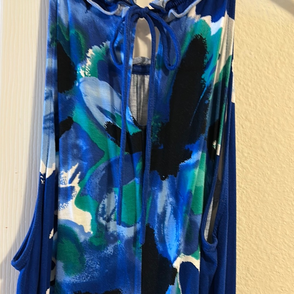 INC International Concepts Blue and Green Floral Dress - Picture 4 of 6